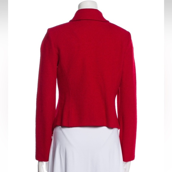 Vintage St John Red Double-Breasted Pearl/Gold Blazer/Jacket 14/Large $1395 - Picture 11 of 13